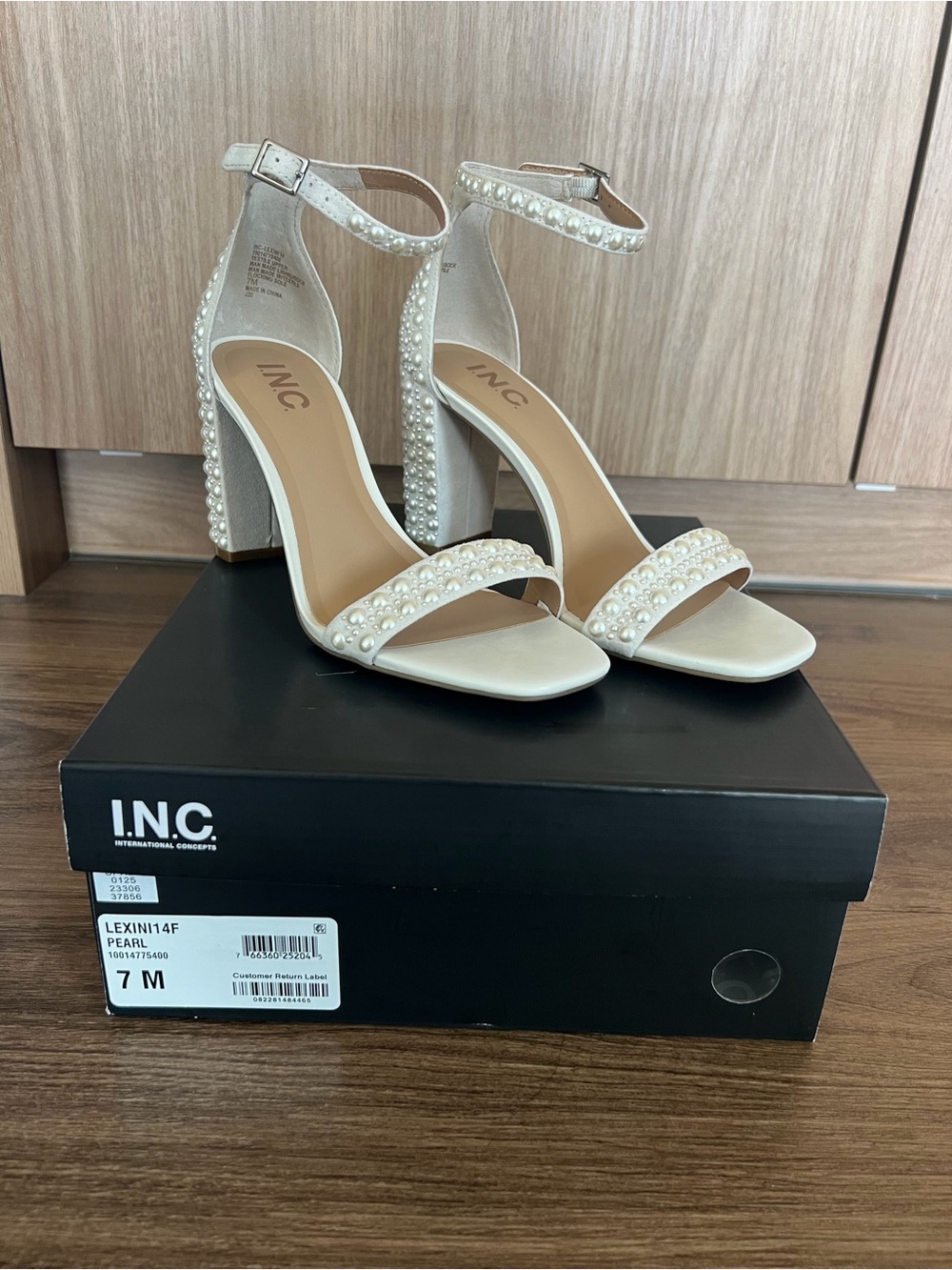 INC International Concepts Pearl-Embellished Ankle Strap Heels - Pearl